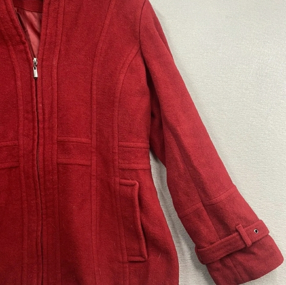 St Johns Bay Red Wool & Cashmere Blend Zip coat Jacket M - Picture 7 of 9